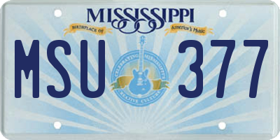 MS license plate MSU377