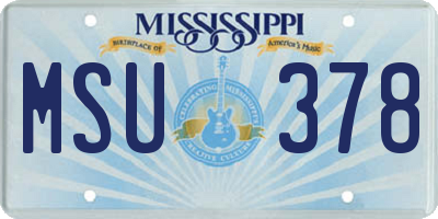 MS license plate MSU378