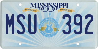 MS license plate MSU392
