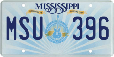 MS license plate MSU396