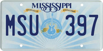 MS license plate MSU397