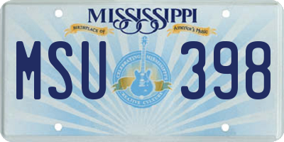 MS license plate MSU398