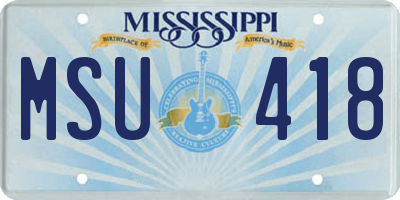 MS license plate MSU418