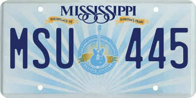MS license plate MSU445
