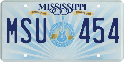 MS license plate MSU454