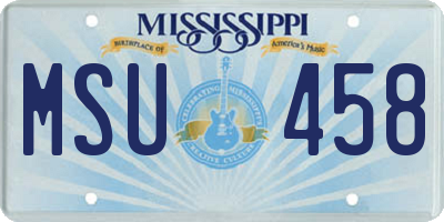 MS license plate MSU458