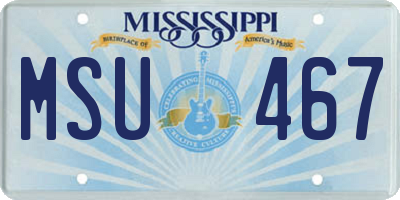MS license plate MSU467