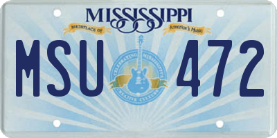 MS license plate MSU472