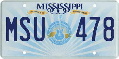 MS license plate MSU478