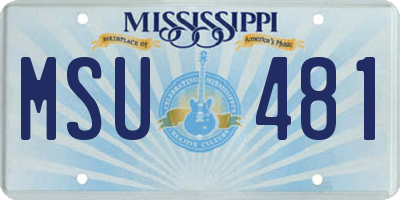 MS license plate MSU481