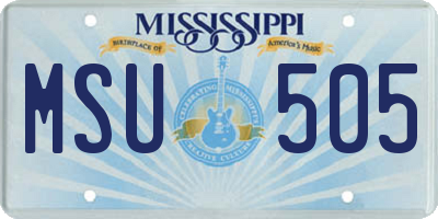 MS license plate MSU505