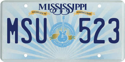 MS license plate MSU523