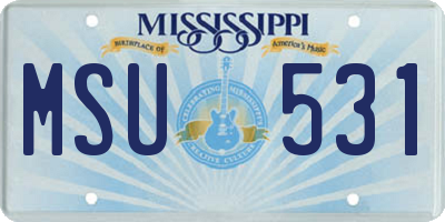 MS license plate MSU531