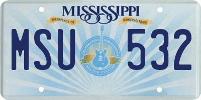 MS license plate MSU532
