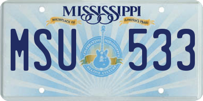 MS license plate MSU533