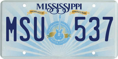 MS license plate MSU537