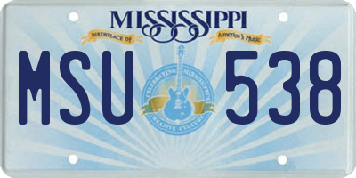 MS license plate MSU538