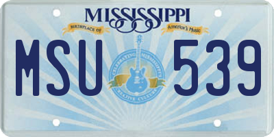 MS license plate MSU539