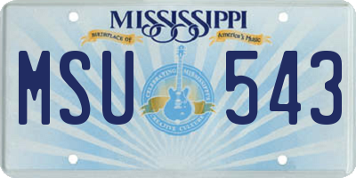 MS license plate MSU543