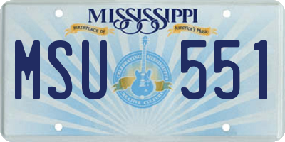 MS license plate MSU551