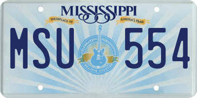 MS license plate MSU554