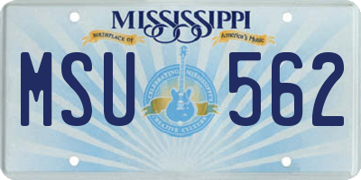 MS license plate MSU562