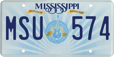 MS license plate MSU574