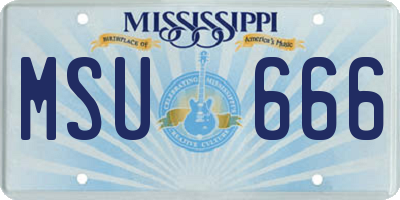 MS license plate MSU666