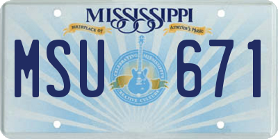 MS license plate MSU671