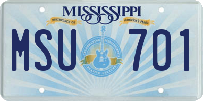 MS license plate MSU701