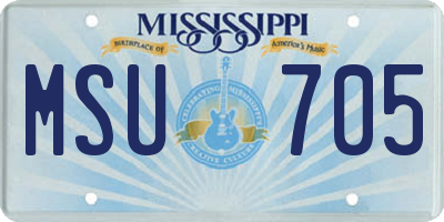 MS license plate MSU705