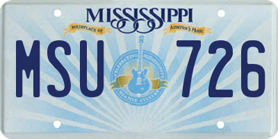 MS license plate MSU726