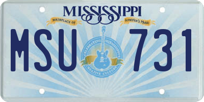 MS license plate MSU731
