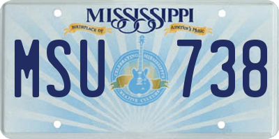 MS license plate MSU738