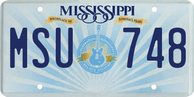 MS license plate MSU748