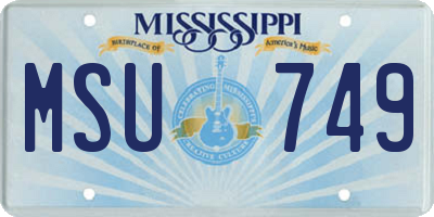 MS license plate MSU749