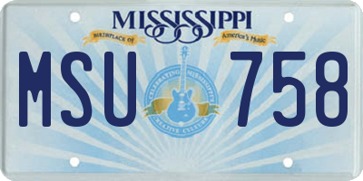 MS license plate MSU758