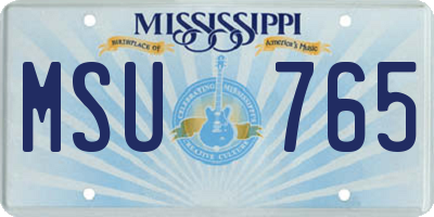 MS license plate MSU765