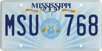 MS license plate MSU768