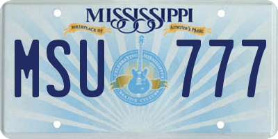 MS license plate MSU777