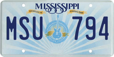 MS license plate MSU794