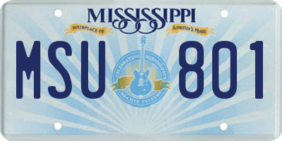 MS license plate MSU801