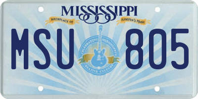 MS license plate MSU805