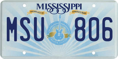 MS license plate MSU806