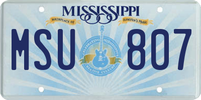 MS license plate MSU807