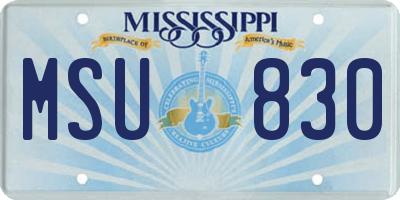MS license plate MSU830