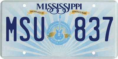 MS license plate MSU837