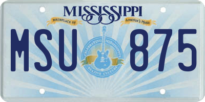 MS license plate MSU875
