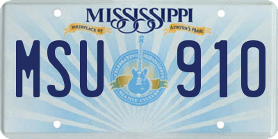MS license plate MSU910