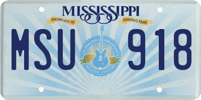 MS license plate MSU918